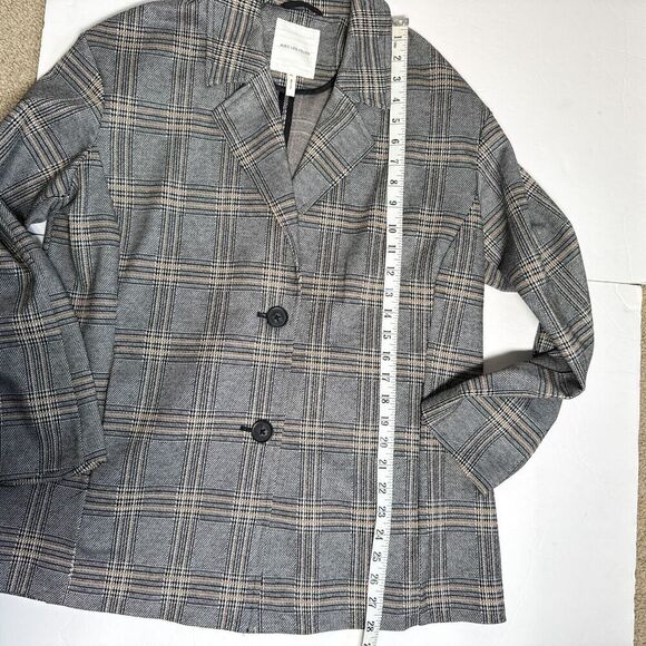 Anthropologie Avec Les Filles Longline Plaid Black Blazer Size PL - Picture 13 of 13